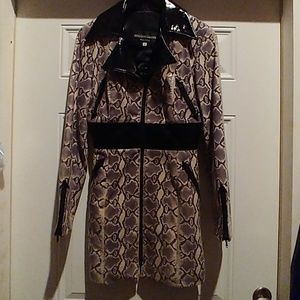 Snakeskin print leather dress.